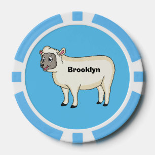Cute happy sheep cartoon illustration poker chips
