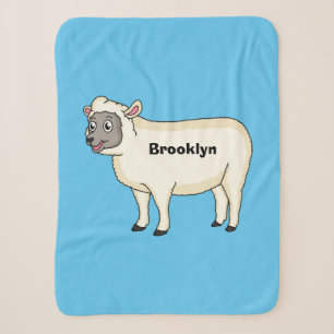 Cute happy sheep cartoon illustration sherpa blanket