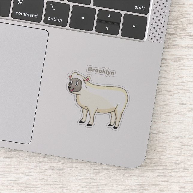 Cute happy sheep cartoon illustration sticker (Detail)