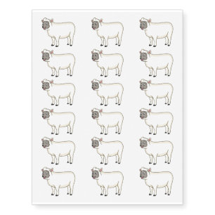 Cute happy sheep cartoon illustration temporary tattoos