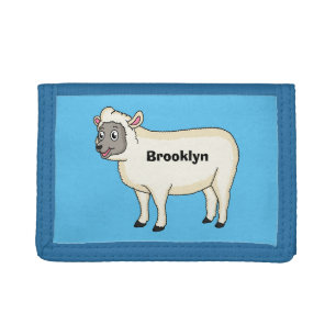 Cute happy sheep cartoon illustration trifold wallet
