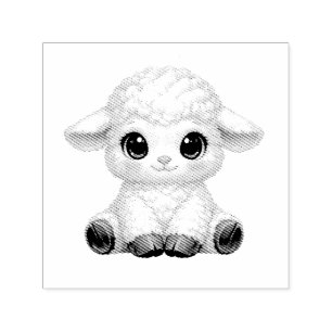 Cute Happy Sheep with Big Eyes Kawaii Farm Animal Self-inking Stamp