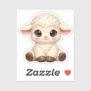 Cute Happy Sheep with Big Eyes Kawaii Farm Animal Sticker