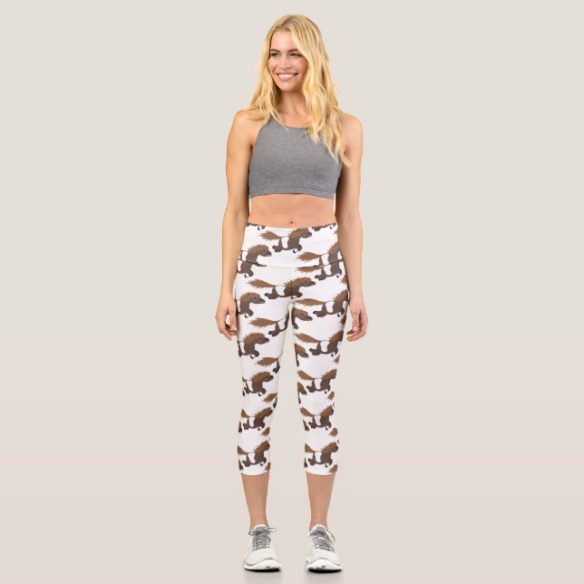 Cute happy Shetland pony cartoon illustration Capri Leggings (Front)
