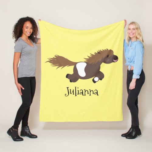 Cute happy Shetland pony cartoon illustration Fleece Blanket