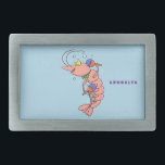 Cute happy shrimp, prawn cartoon belt buckle<br><div class="desc">It's a prawn or shrimp musical celebration with our cute cartoon character shaking a pair of maracas. Lots of fun!</div>