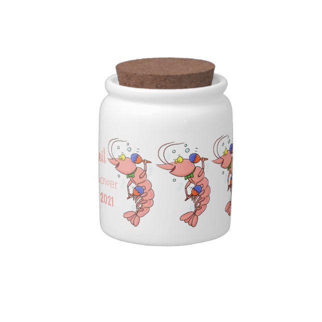 Cute happy shrimp, prawn cartoon candy jar (Right)