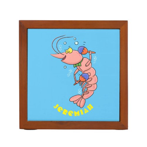 Cute happy shrimp prawn cartoon desk organizer