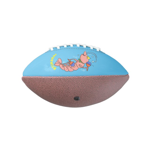 Cute happy shrimp, prawn cartoon football (Rotated 270)