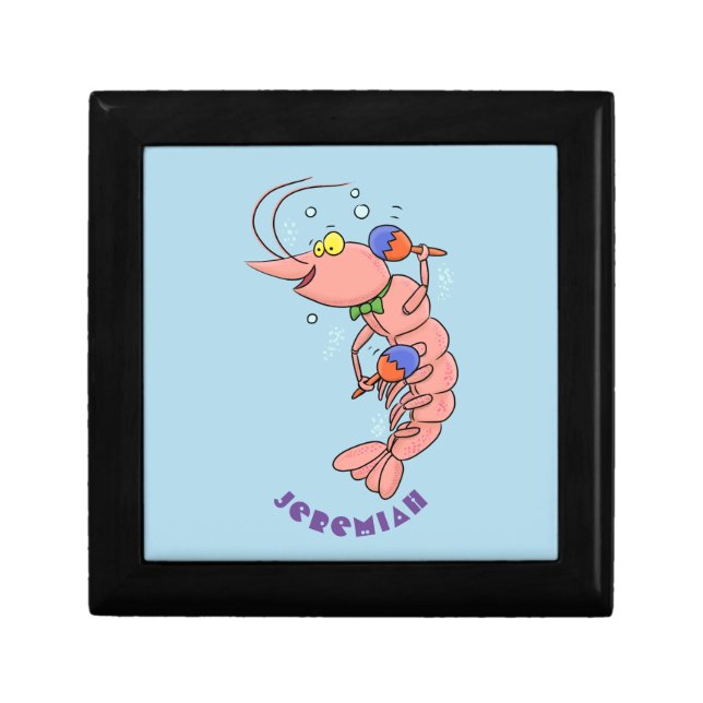 Cute happy shrimp, prawn cartoon gift box (Front)
