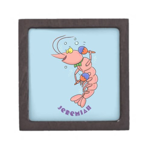 Cute happy shrimp prawn cartoon gift box