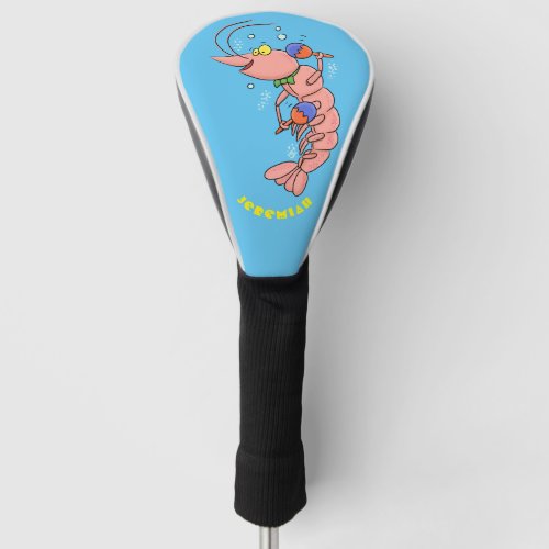 Cute happy shrimp prawn cartoon golf head cover