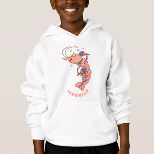 Cute happy shrimp, prawn cartoon hoodie