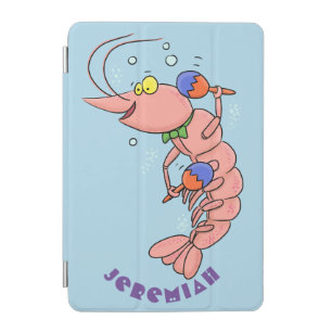 Cute happy shrimp, prawn cartoon iPad mini cover
