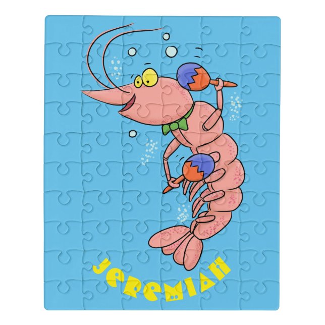 Cute happy shrimp, prawn cartoon jigsaw puzzle (Puzzle Vertical)