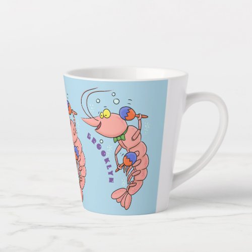 Cute happy shrimp prawn cartoon latte mug