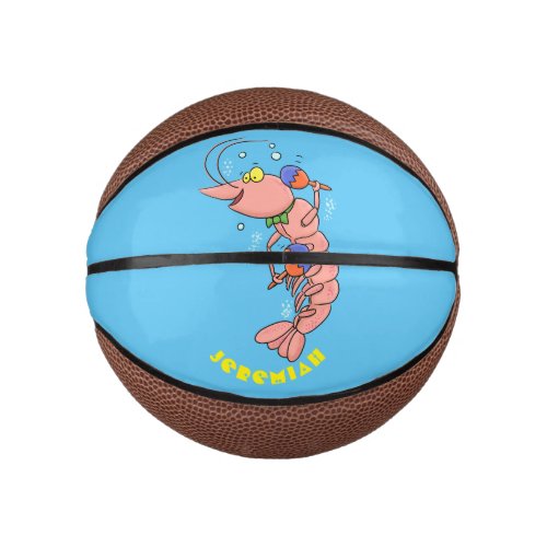 Cute happy shrimp prawn cartoon mini basketball