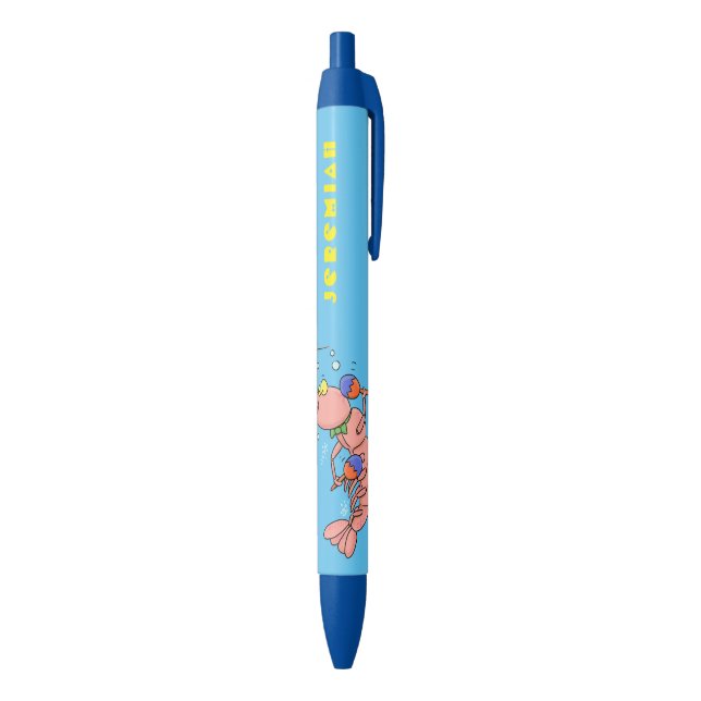 Cute happy shrimp, prawn cartoon pen (Bottom (Vertical))