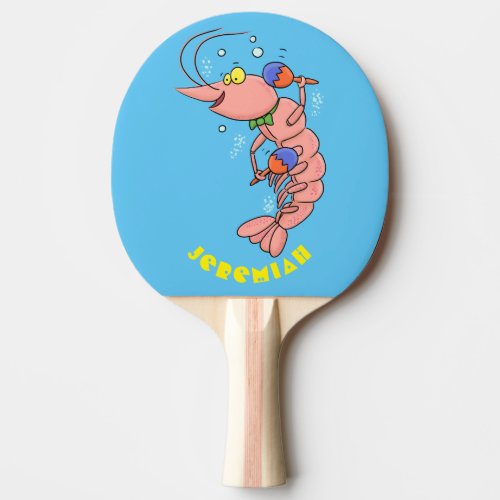 Cute happy shrimp prawn cartoon ping pong paddle