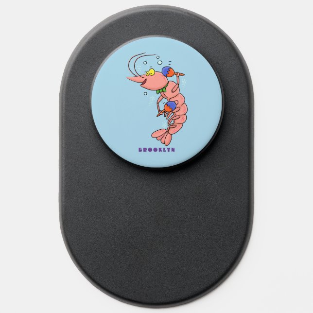 Cute happy shrimp, prawn cartoon PopSocket (Popsocket)