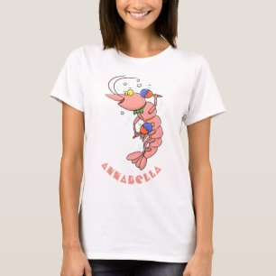 Cute happy shrimp, prawn cartoon T-Shirt