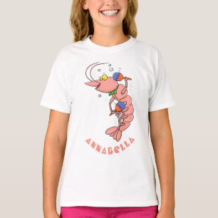 Cute happy shrimp, prawn cartoon T-Shirt