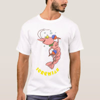 Cute happy shrimp, prawn cartoon
