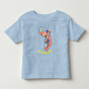 Cute happy shrimp, prawn cartoon toddler t-shirt