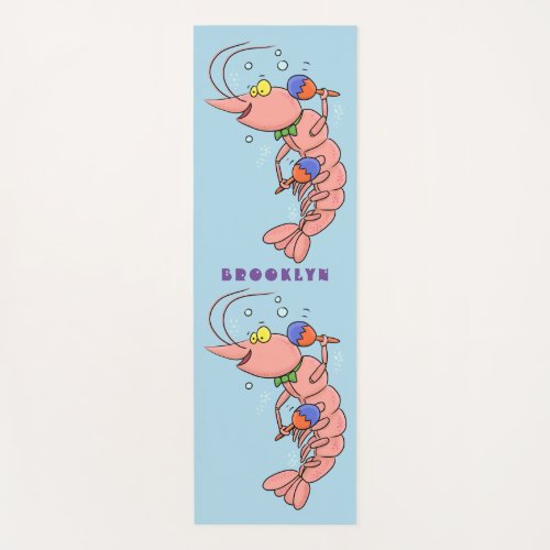 Cute happy shrimp prawn cartoon yoga mat