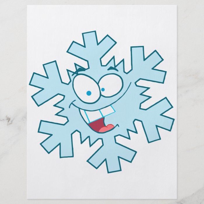 cute happy silly cartoon snowflake character flyer