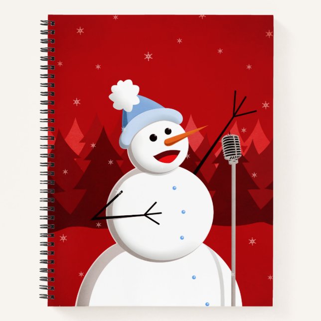 Cute Happy Singing Snowman Notebook (Front)