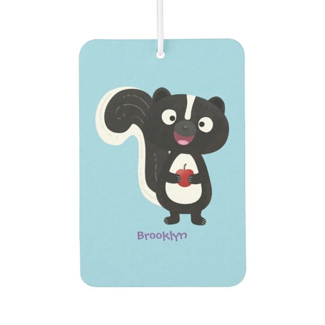 Cute happy skunk cartoon illustration  air freshener (Front)