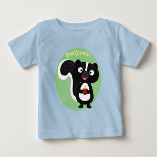Cute happy skunk cartoon illustration baby T-Shirt
