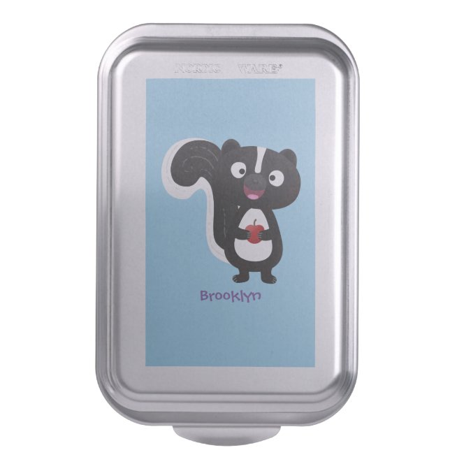 Cute happy skunk cartoon illustration cake pan (Front Vertical)