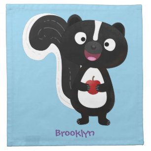 Cute happy skunk cartoon illustration cloth napkin