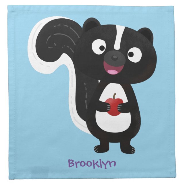 Cute happy skunk cartoon illustration cloth napkin (Front)