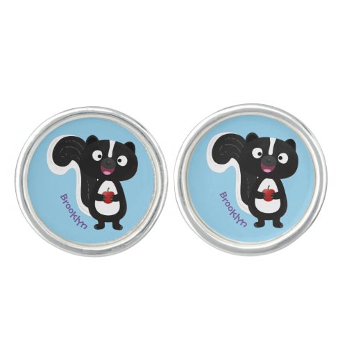 Cute happy skunk cartoon illustration cufflinks