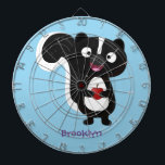 Cute happy skunk cartoon illustration dart board<br><div class="desc">This cute,  happy skunk is holding a cherry and is just waiting to put a smile on your face. Drawn in fun cartoon style.</div>