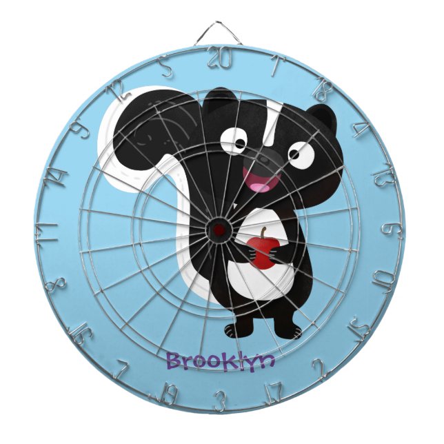 Cute happy skunk cartoon illustration dart board (Front)