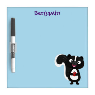 Cute happy skunk cartoon illustration dry erase board
