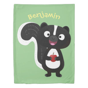 Cute happy skunk cartoon illustration duvet cover