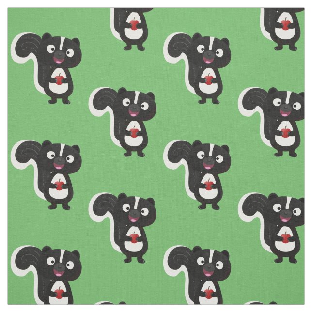 Cute happy skunk cartoon illustration fabric (Swatch)