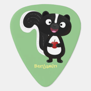Cute happy skunk cartoon illustration  guitar pick