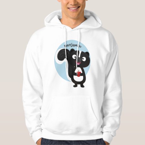 Cute happy skunk cartoon illustration hoodie