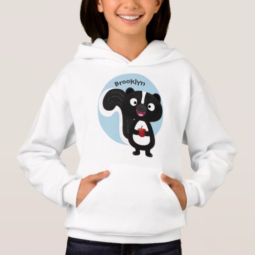 Cute happy skunk cartoon illustration hoodie