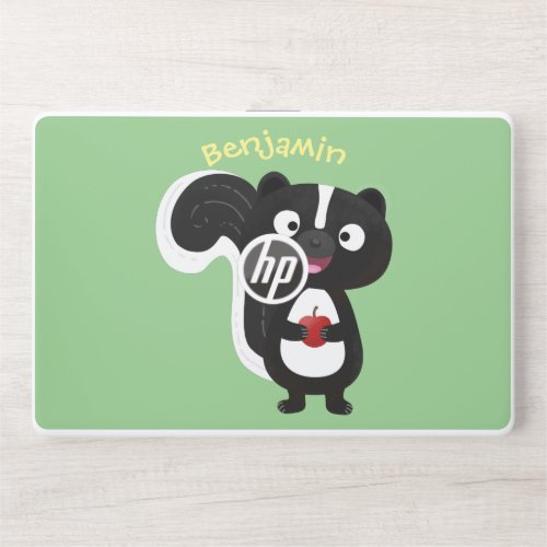 Cute happy skunk cartoon illustration HP laptop skin