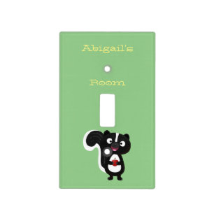 Cute happy skunk cartoon illustration light switch cover