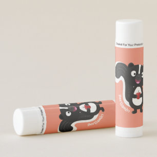 Cute happy skunk cartoon illustration lip balm