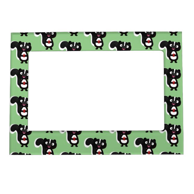 Cute happy skunk cartoon illustration magnetic frame (Front)