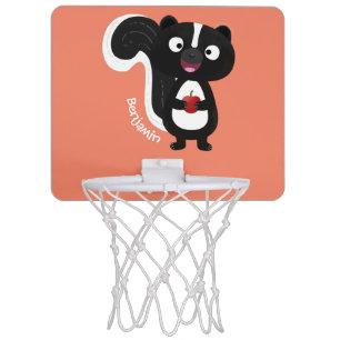 Cute happy skunk cartoon illustration mini basketball hoop